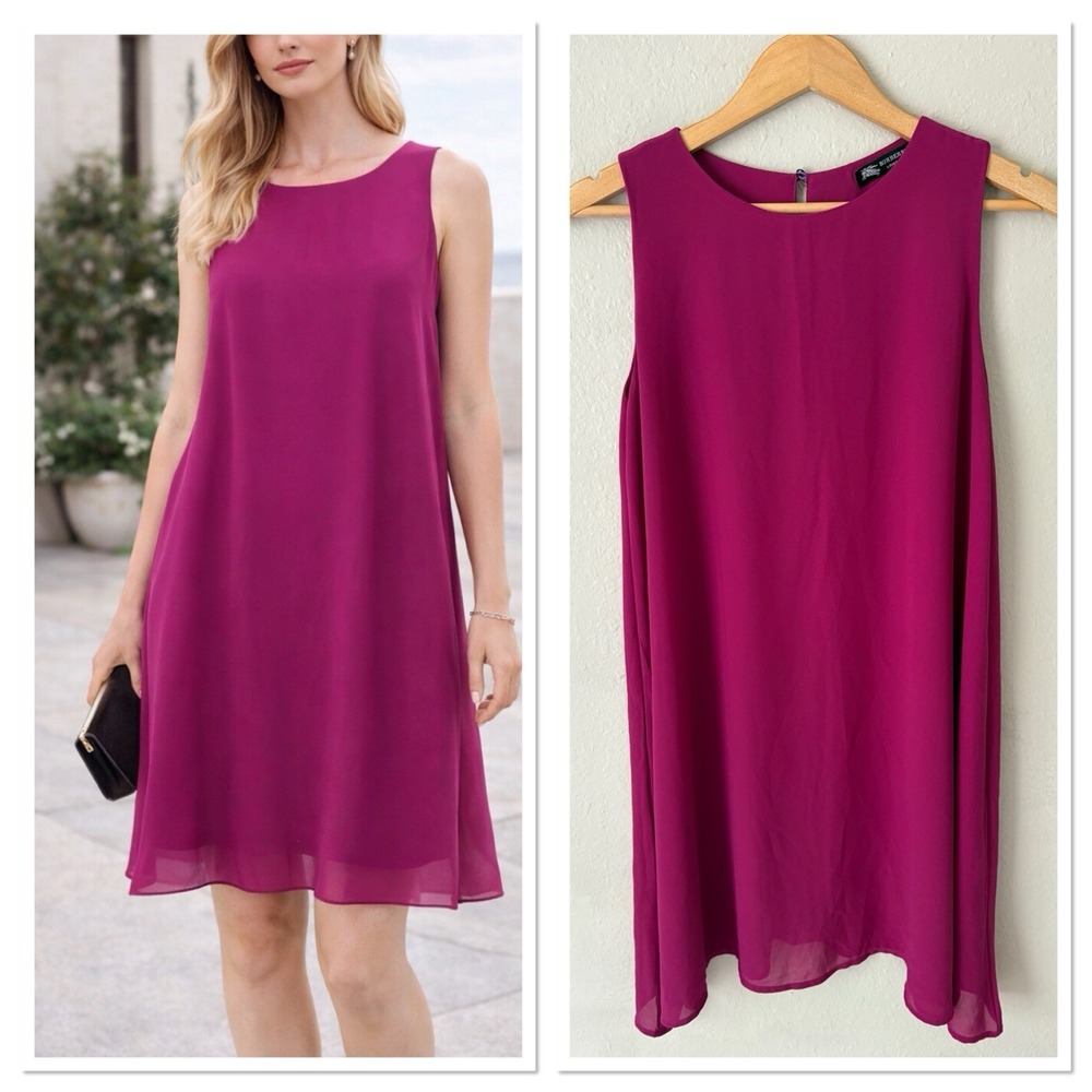 Burberry London Pink Chiffon Shift Dress Sleeveless Minimalist Elegant 90s Slip